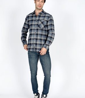 Lee Cooper Alpin Men's Woven Long Sleeve Shirt Indigo-Navy Blue