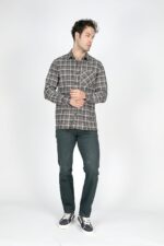 Lee Cooper Rory Men's Woven Long Sleeve Shirt Anthracite-Camel