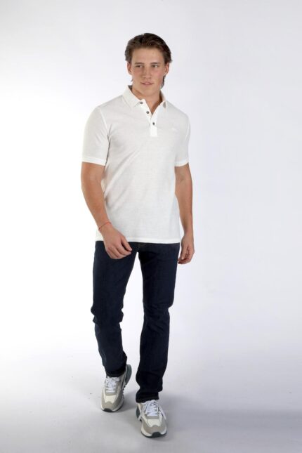 Tylen Men's Polo Neck T-Shirt Ecru