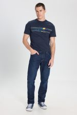 Dark Blue Low Waist Straight Jeans