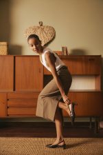 Asymmetrical Blunt Bitter Brown Women's Heels