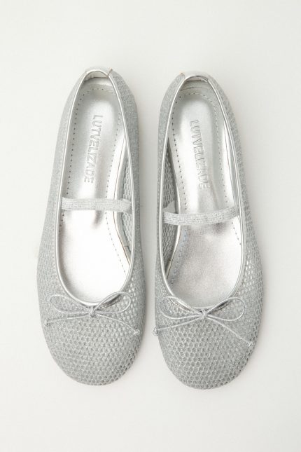 Silver Net Detail Ballerinas
