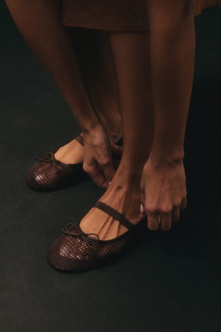 Bitter Brown Fishnet Ballerinas