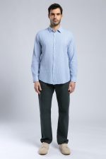 Raul Men's Blue-White Woven Shirt