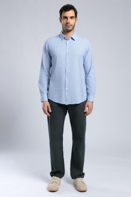 Raul Men's Blue-White Woven Shirt