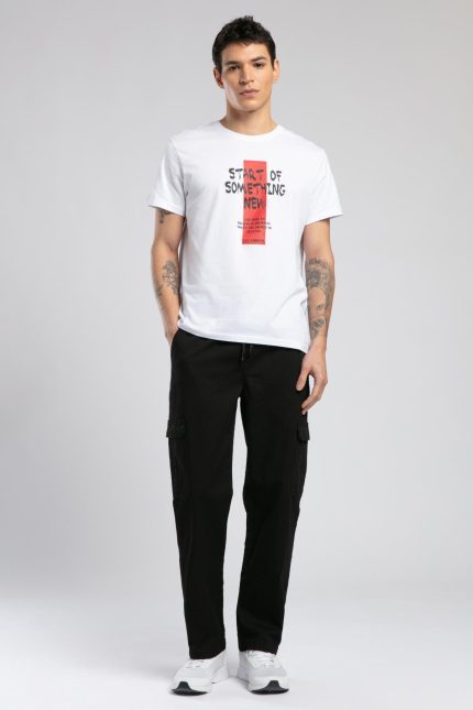 Ric Men's White Cotton T-Shirt