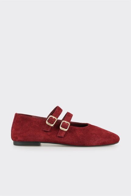 Elle Shoes Burgundy Leather Women's Shoes