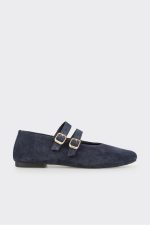 Elle Shoes Navy Blue Leather Women's