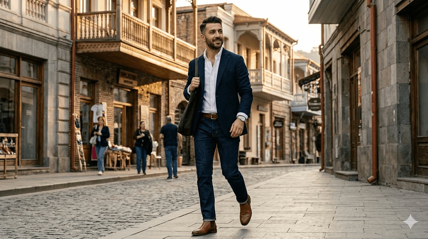 მამაკაცის ჯინსი ყოველდღე: 7 შესაძლო სტილი #1