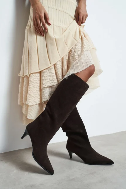 Nisantasi Jolie Coffee Suede Genuine ლოფერები